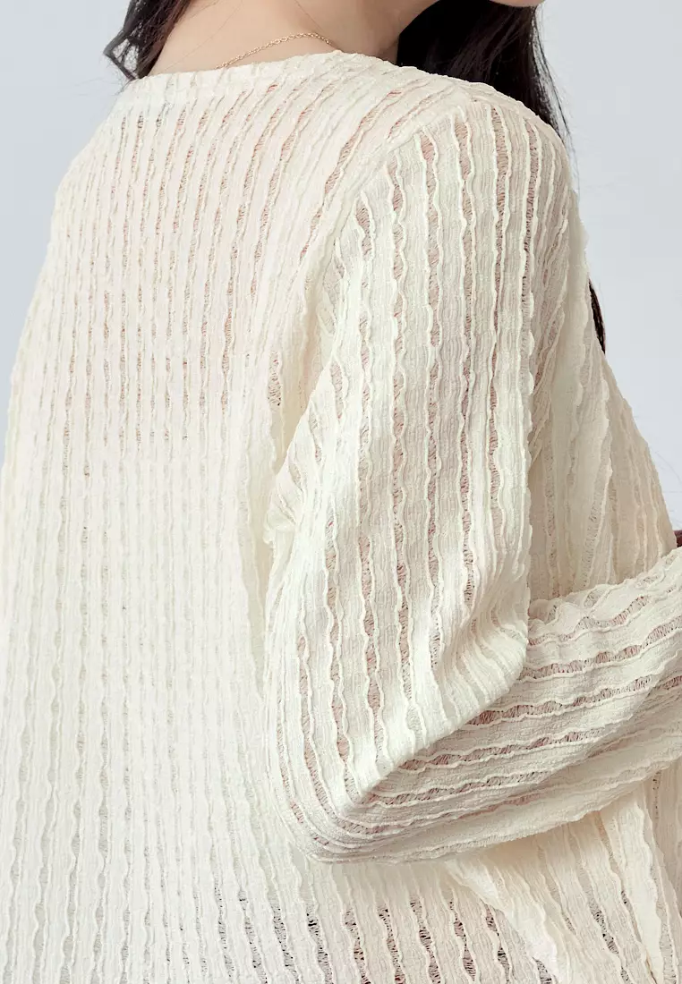 多色微透膚立體肌理外罩上衣《EA3965》