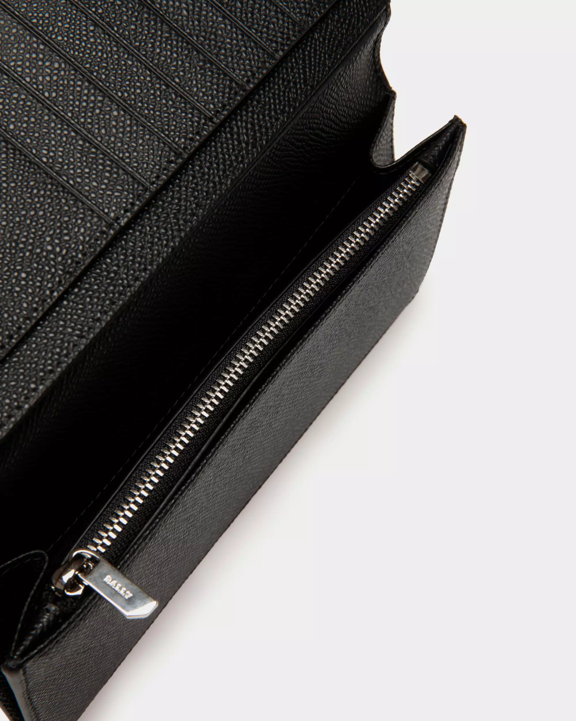 Bally Baliro Continental Wallet Embossed Leather - Black