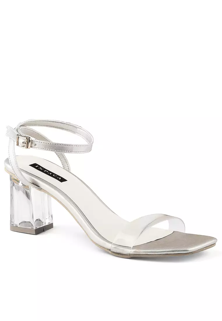 Hilary Acrylic Transparent Heels With Ankle Strap