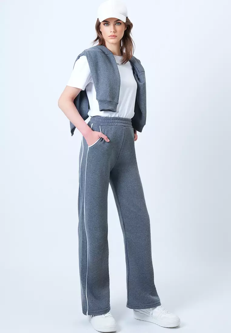 Piping Wide Legs Sweatpants