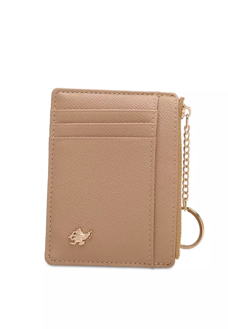 Women's Card Holder With Coin Compartment - Beige