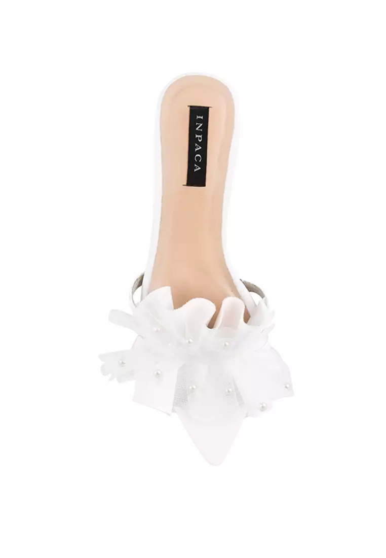 Carole Ruffle Heels with Pearl