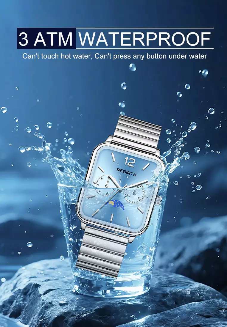 Jam Tangan Wanita Elegan Mewah Casual Anti Air Original Kekinian Tali Stainless Steel Jam Tangan Cewek blue