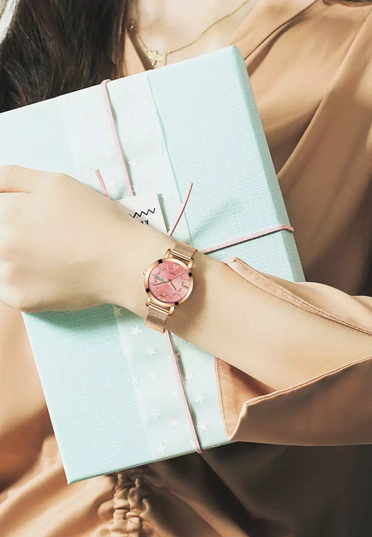 jam tangan wanita 3ATM Anti Air fashion bisnis Kuarsa jam tangan cewek Tali jala