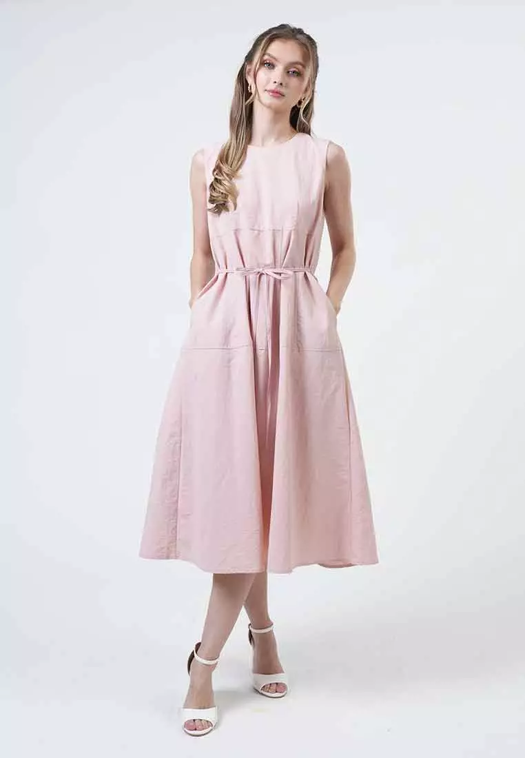 Andrea Panelled Midi Dress with Belt