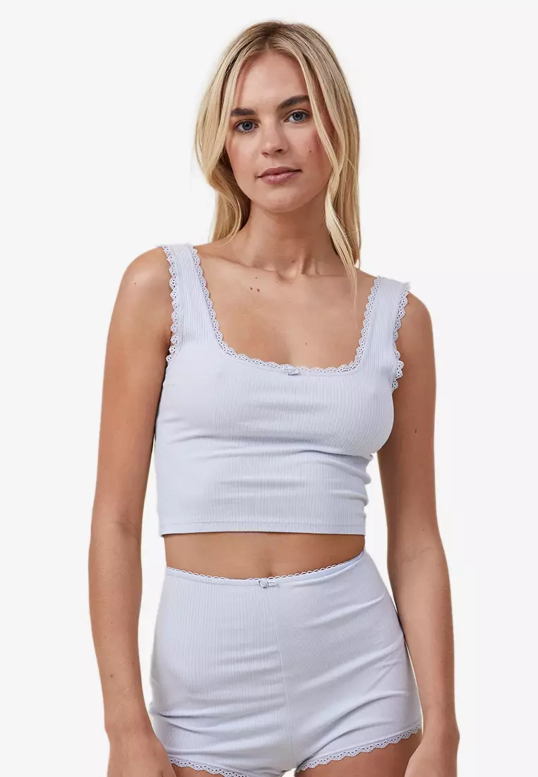 Buy Cotton On Body Rib Lace Tank Top Online