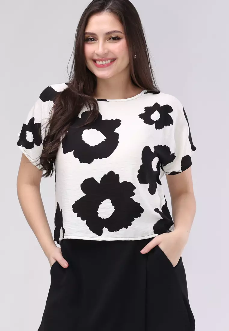 Printed Linen & Wrinkles Linen Short Sleeves Terno Skort