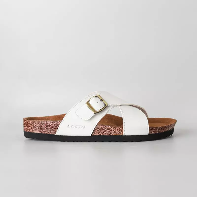 Cogen Sendal Kulit Pria Sandal Birken Vintage - Kastel White