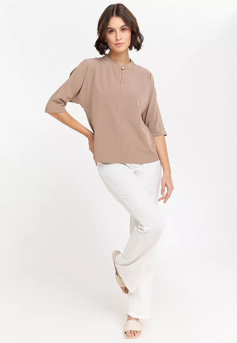Leith Batwing Blouse with Shoulder Slit