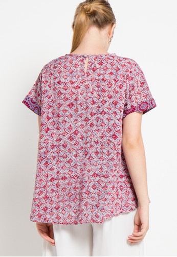 Jual Batik  Aksen Tropis Blouse Paris Kombinasi  Original 