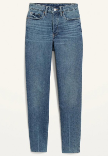 Old Navy blue Womens High-Waisted Button-Fly O.G. Straight Cut-Off Jeans C050DAA0955B06GS_1