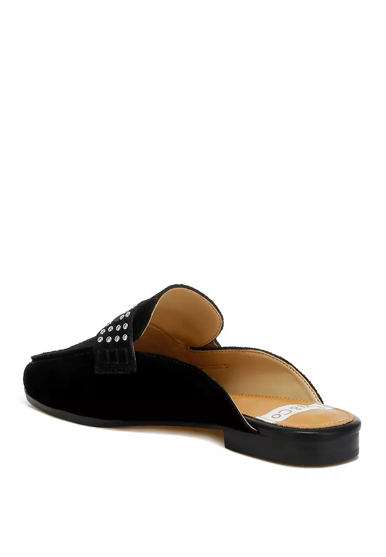 Sandal Tali Penny Berhias Stud Warna Hitam