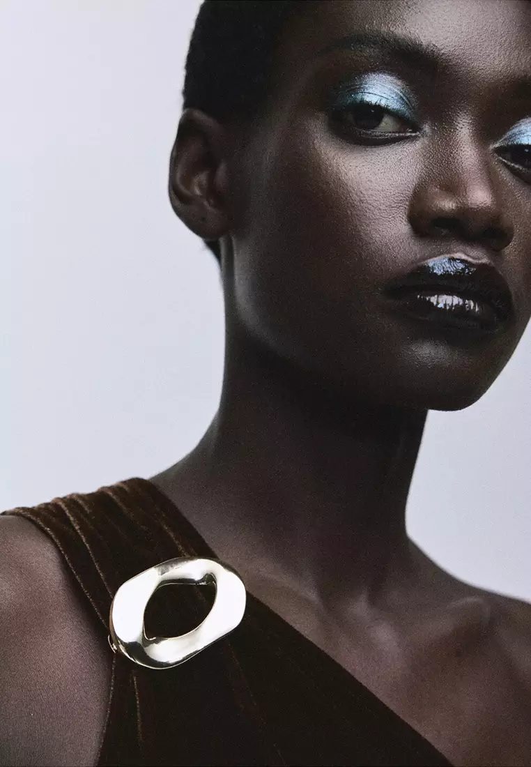 Velvet Jumpsuit with Metallic Detail