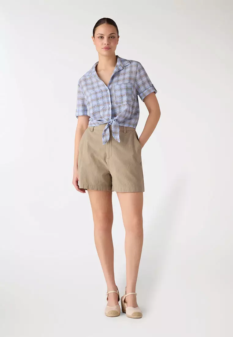 Women's Plain Linen-Effect Shorts