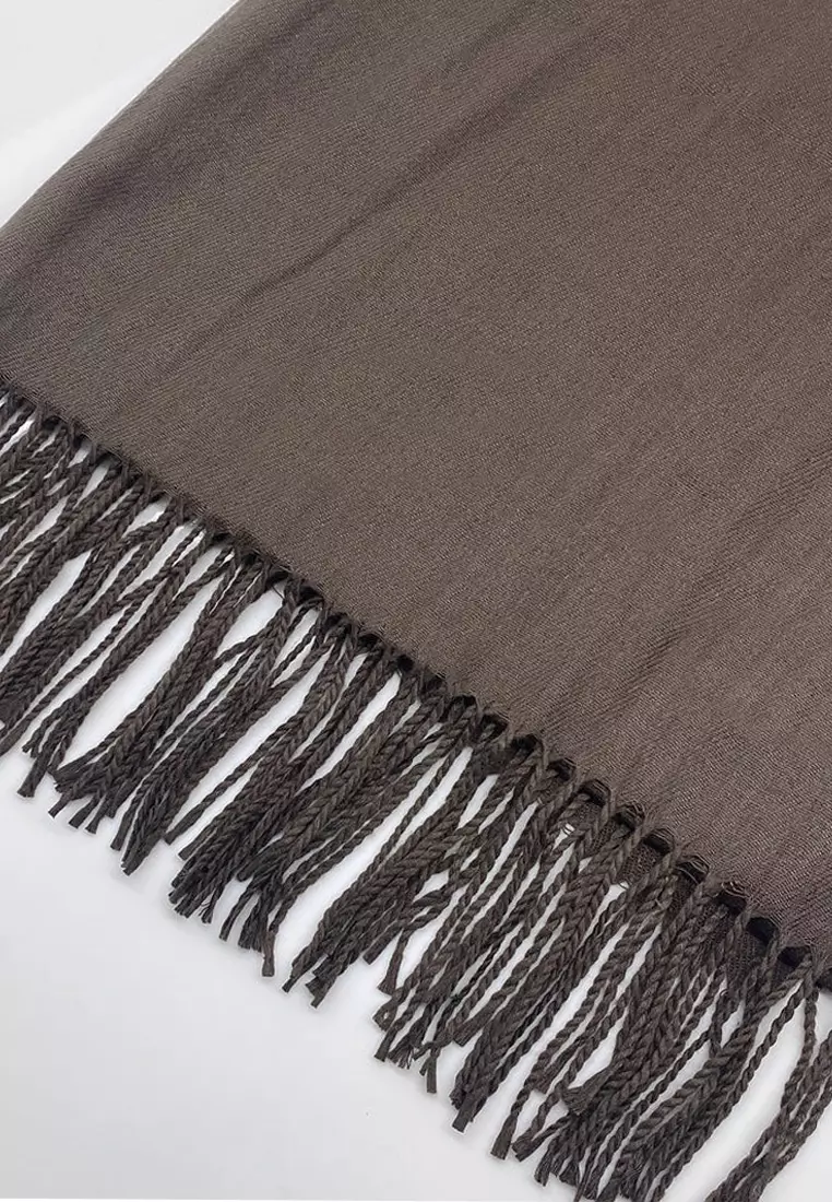 Aksesoris Wanita Plain Viscose Shawl Pashmina Syal Wanita Mink Brown