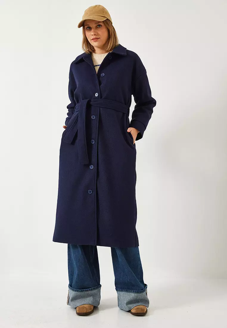 Women's Belted Long Stamp Coat 2498 60261002