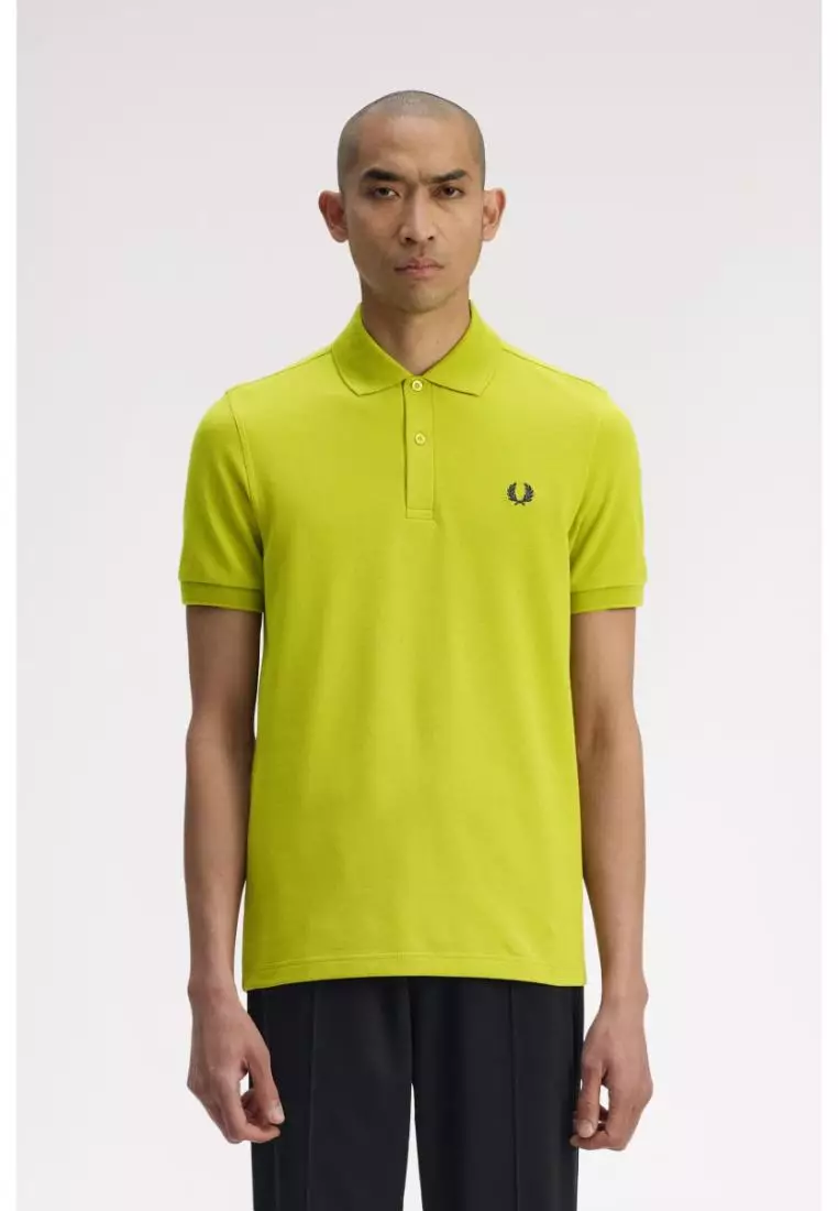 Fred Perry M6000 The Fred Perry Shirt (Tennis Ball Yellow / Ecru / French Navy)