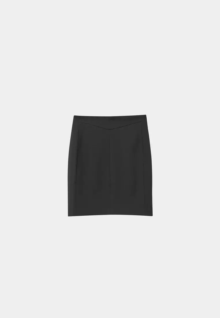 Black Textured Cut Out Skirt