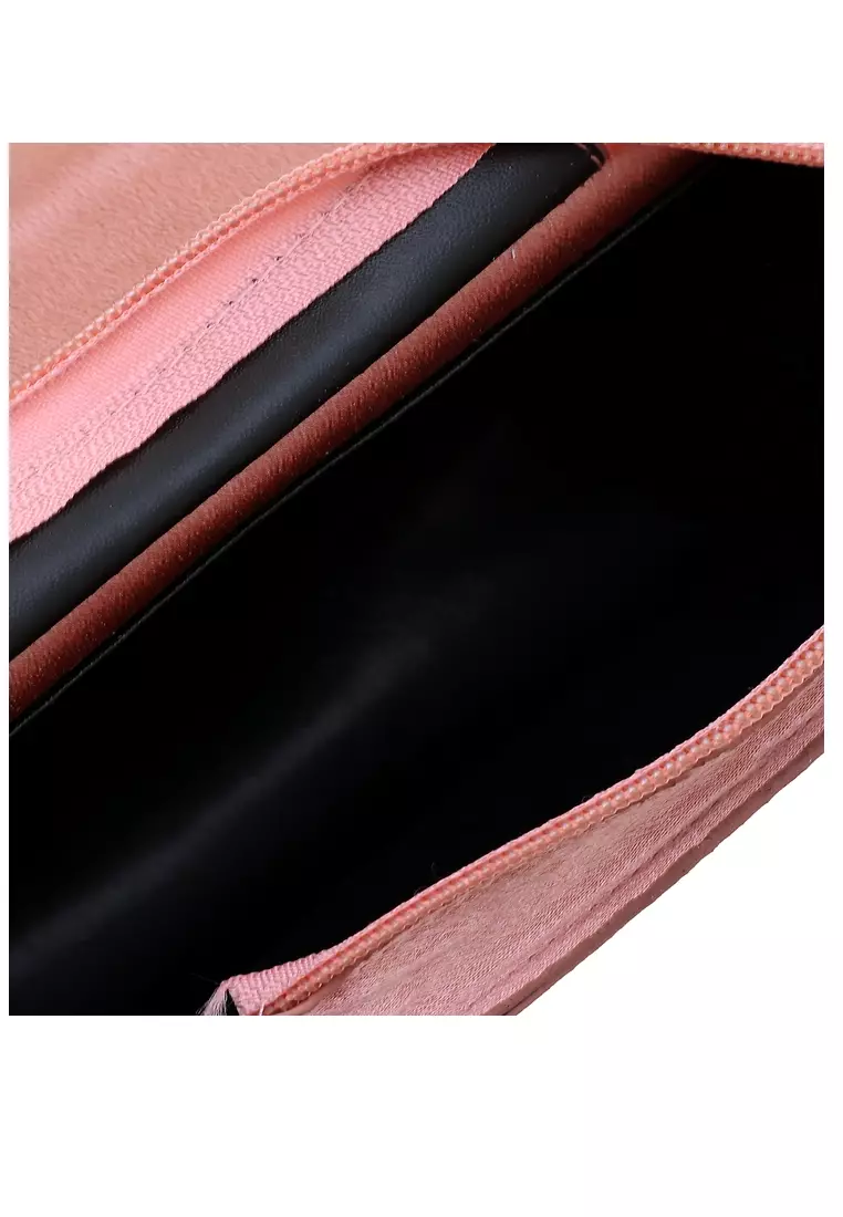 Werlyn Tas Selempang Wanita dengan Pita Bowknot Messenger Bag Vintage Design Material Leather Kulit ORIGINAL - Pink