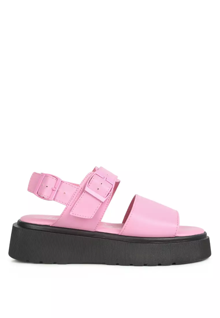 Discount on London Rag  shoes - SKU: Pink Pin Buckle Platform Sandals