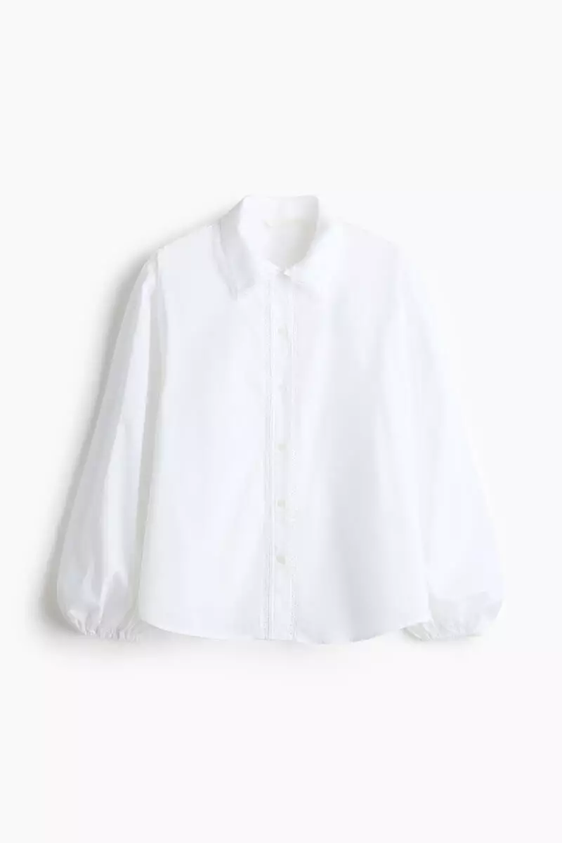 Lace-trimmed cotton shirt