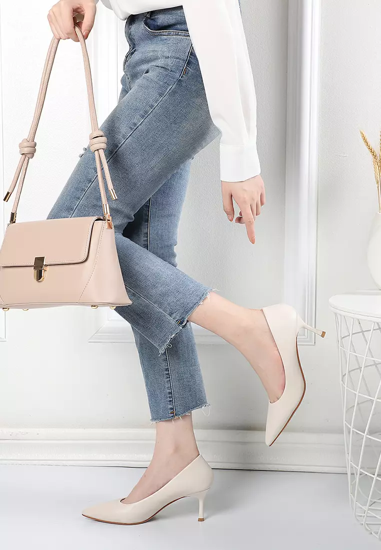 6.5CM Microfiber Leather Pointy Pumps 2065-2