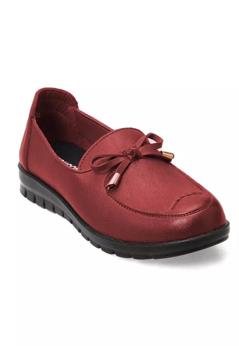 Flat Loafers Sepatu Kerja Wanita Casual Fashion High Quality - Red