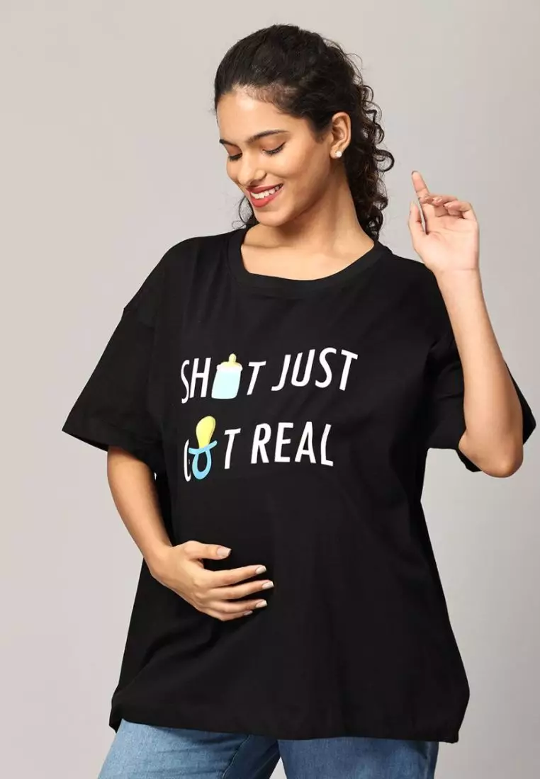 Shit Just Got Real Oversized Mumma T-shirt