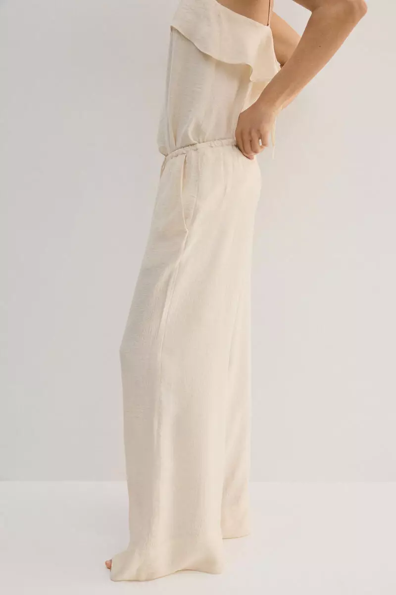 Viscose-blend drawstring trousers