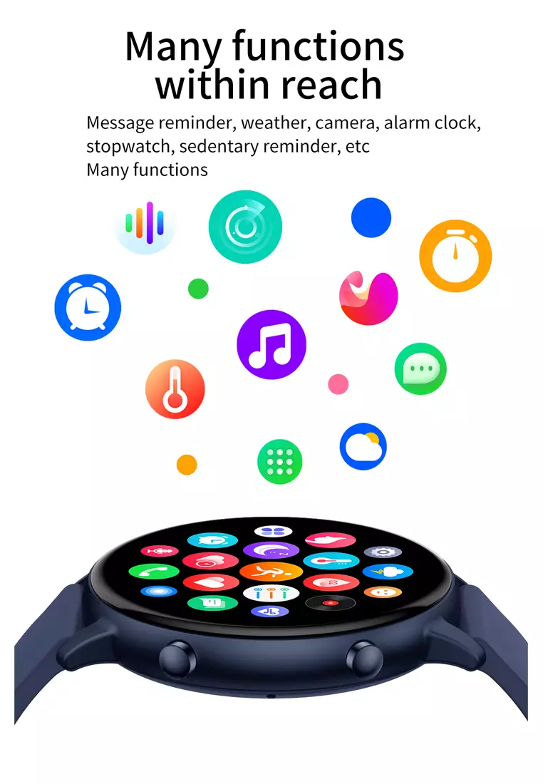 SmartWatch G28 Bluetooth Call Jam Pintar 24H Temperature Monitoring Sport Fitness Touch Screen blue dengan tali jam gratis