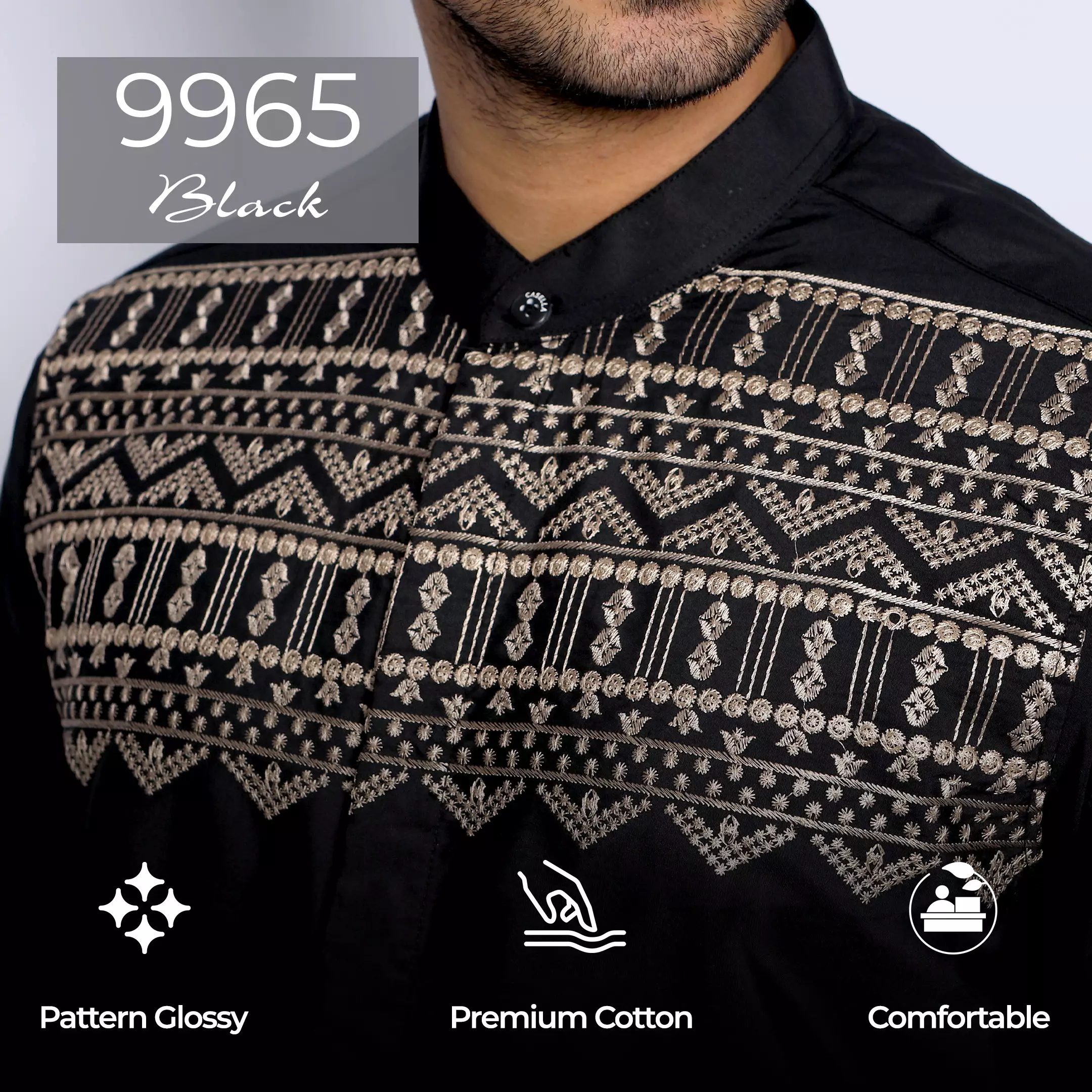 Casella Baju Koko Pria Lengan Panjang Premium Edisi Koko Sultan 9965 Black