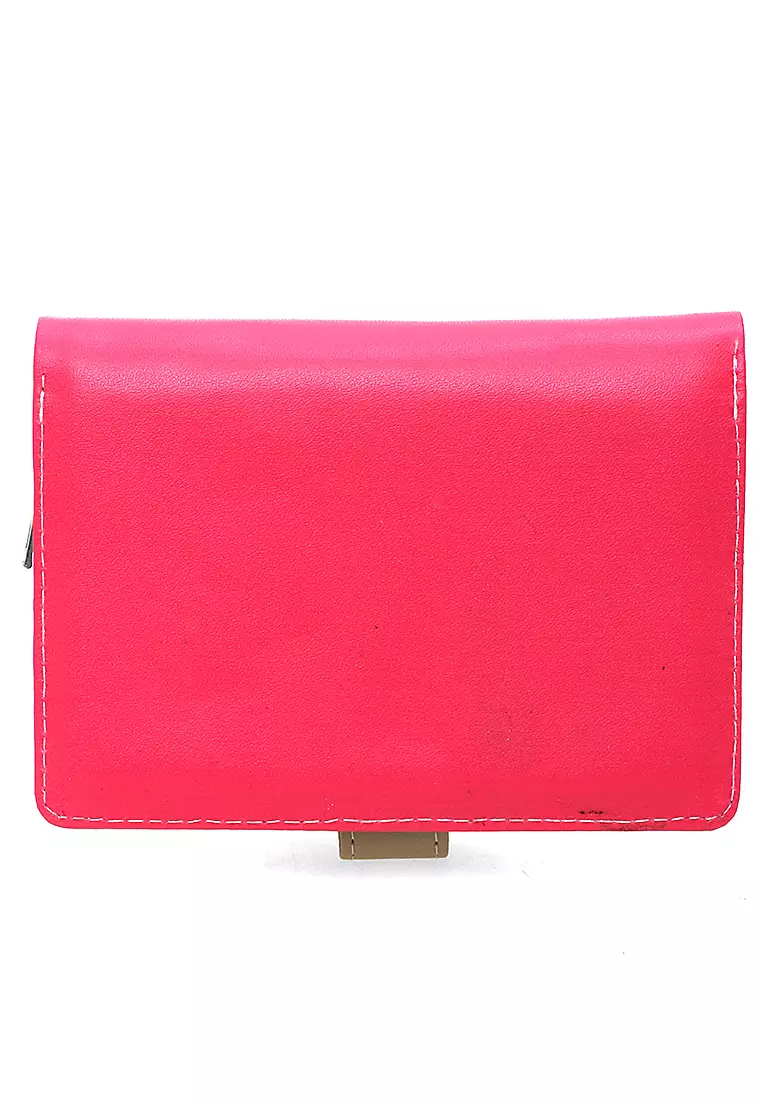 Fecesa Dompet Pendek Lipat Wanita Model Leaf Wallet Casual Many Slot Material Kulit Leather ORIGINAL - Pink