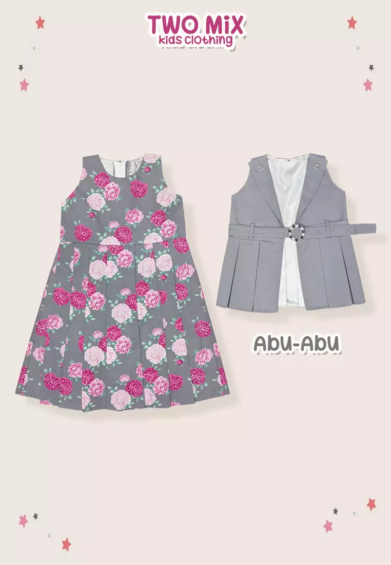 Two Mix - Dress Anak Perempuan - Gaun Anak Cewek Rompi 1-12 Tahun Y894 Grey