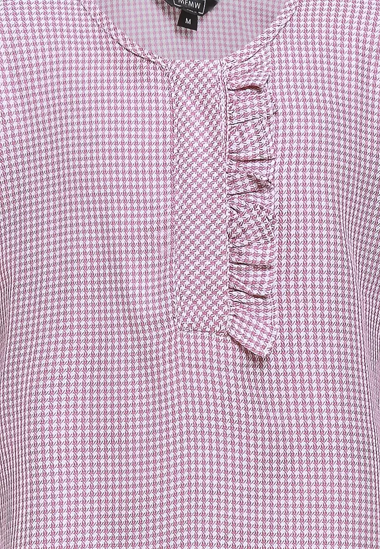 MFMW Lil Zuhira Atasan Blouse Anak Dusty Pink Motif Kotak