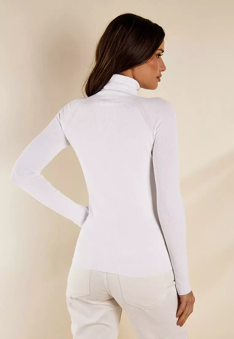 Anna Knit White Turtle Neck Jumper
