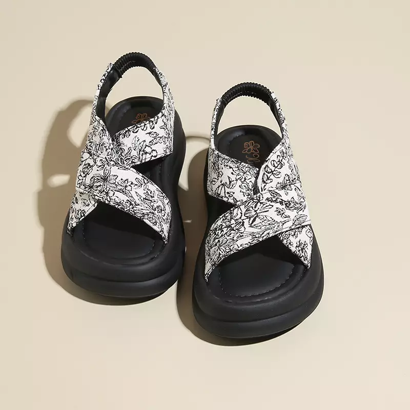 Sandal Flat Wanita Motif Daun Sendal Cewek Daily WL2472