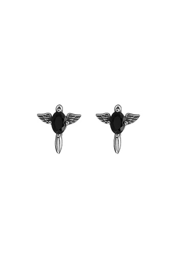 ZITIQUE black Women's Black Diamond Studded Angel's Wings Earrings - Black FB621AC874036EGS_1