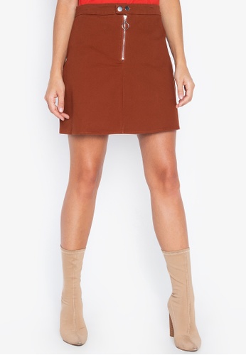 brown mini pencil skirt