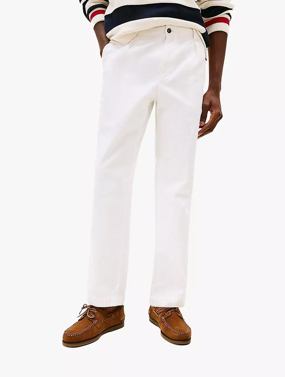 Tommy Hilfiger - Murray Herringbone Tapered Leg Chinos - Optic White