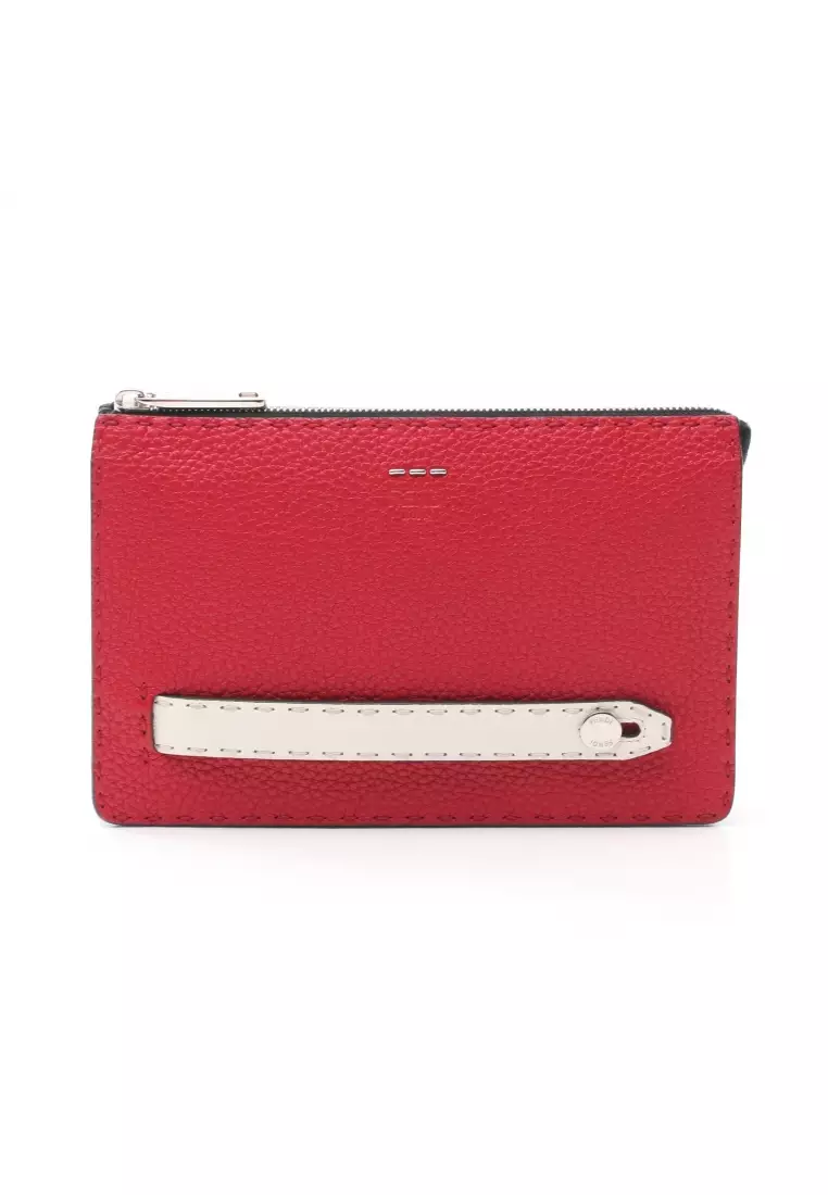 Red and sale white clutch bag