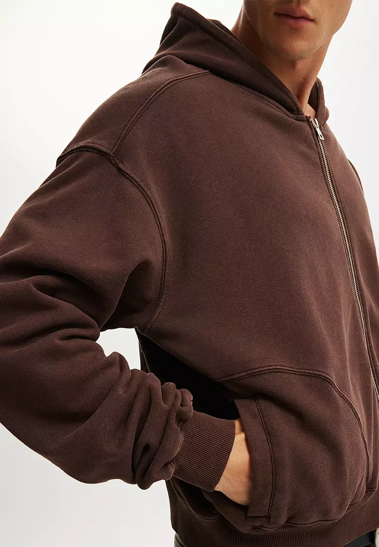 短版拉鍊連帽衛衣