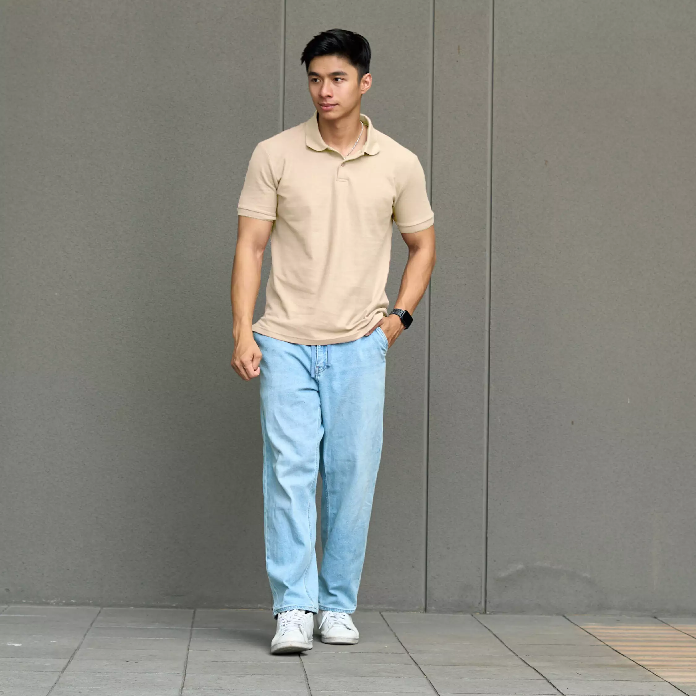 Kale Park Cream / Kaos Polo Pria Lengan Pendek Kerah / Polo Shirt Slim Fit