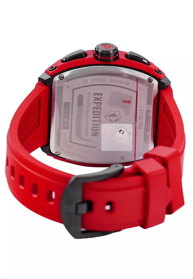 Expedition - Jam Tangan Chronograph Pria - Black - Red Rubber Strap - 6782 MCRIPBAREBA