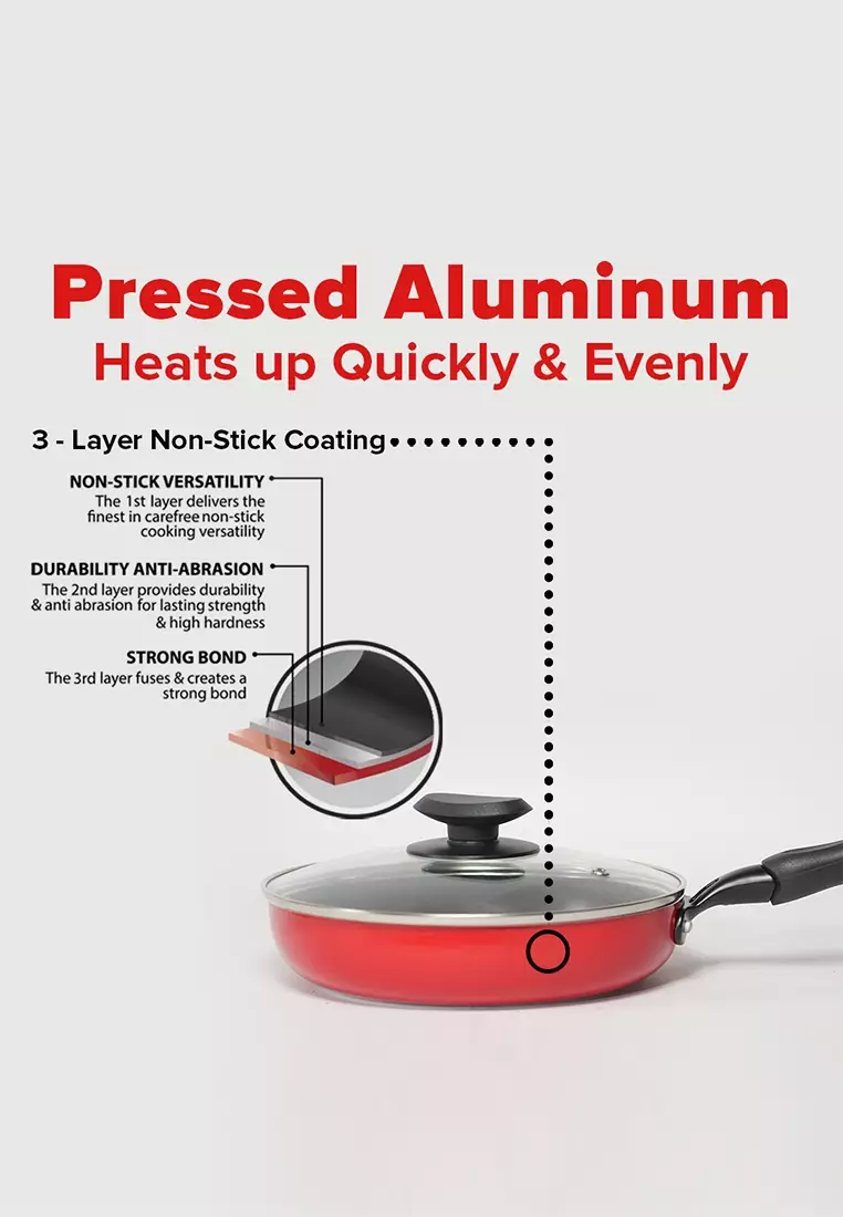 Buy Masflex Masflex 24cm Induction Stir Fry Pan With Glass Lid Color Red 2024 Online ZALORA