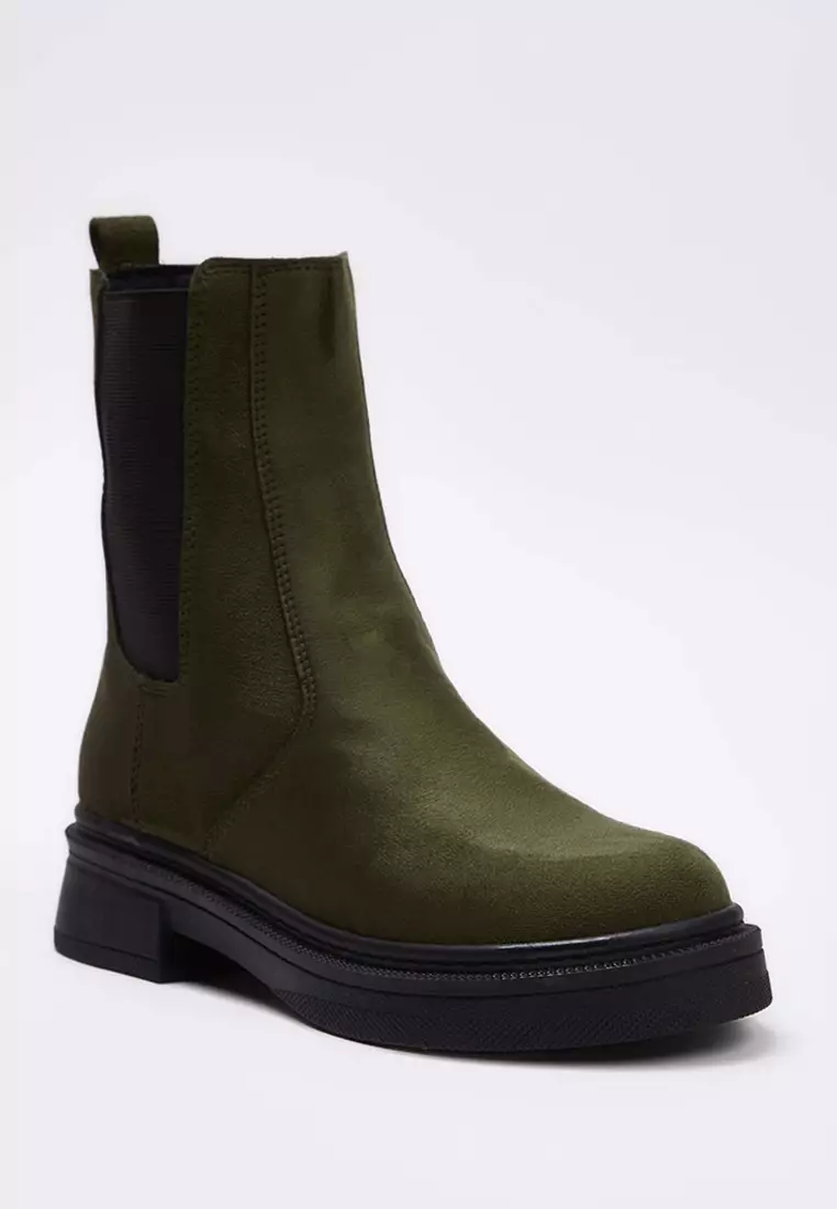 Khaki Suede Flat Sole Chealsea Women'S Boots Takaw26Bo00085