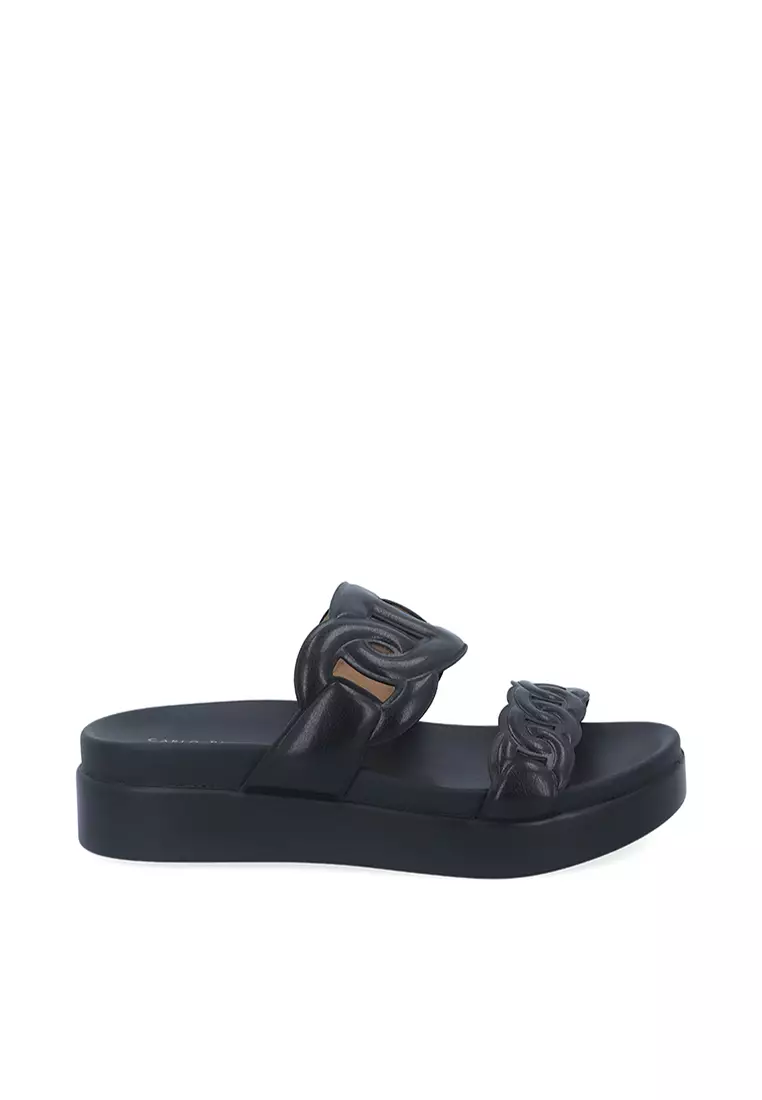 Chunky black flat sandals discount