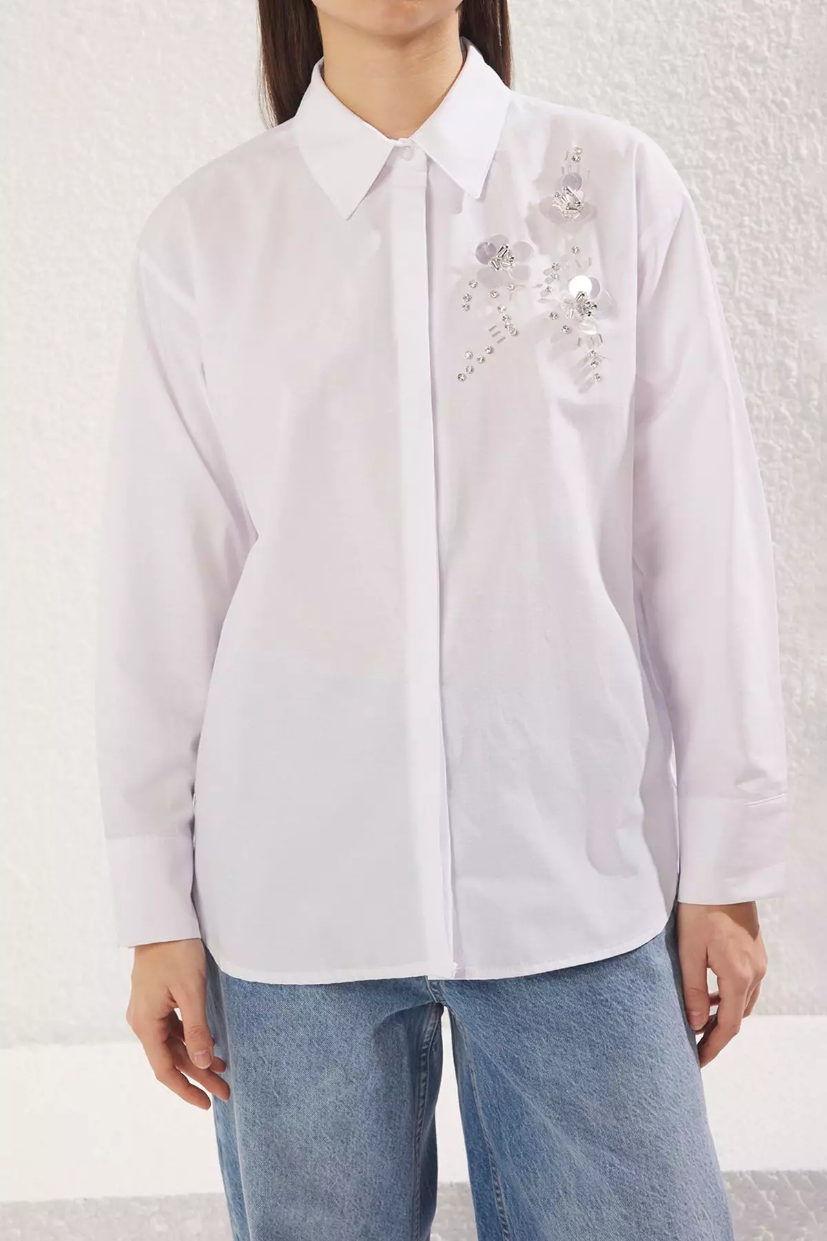 White Plain Long Oversize Shirt