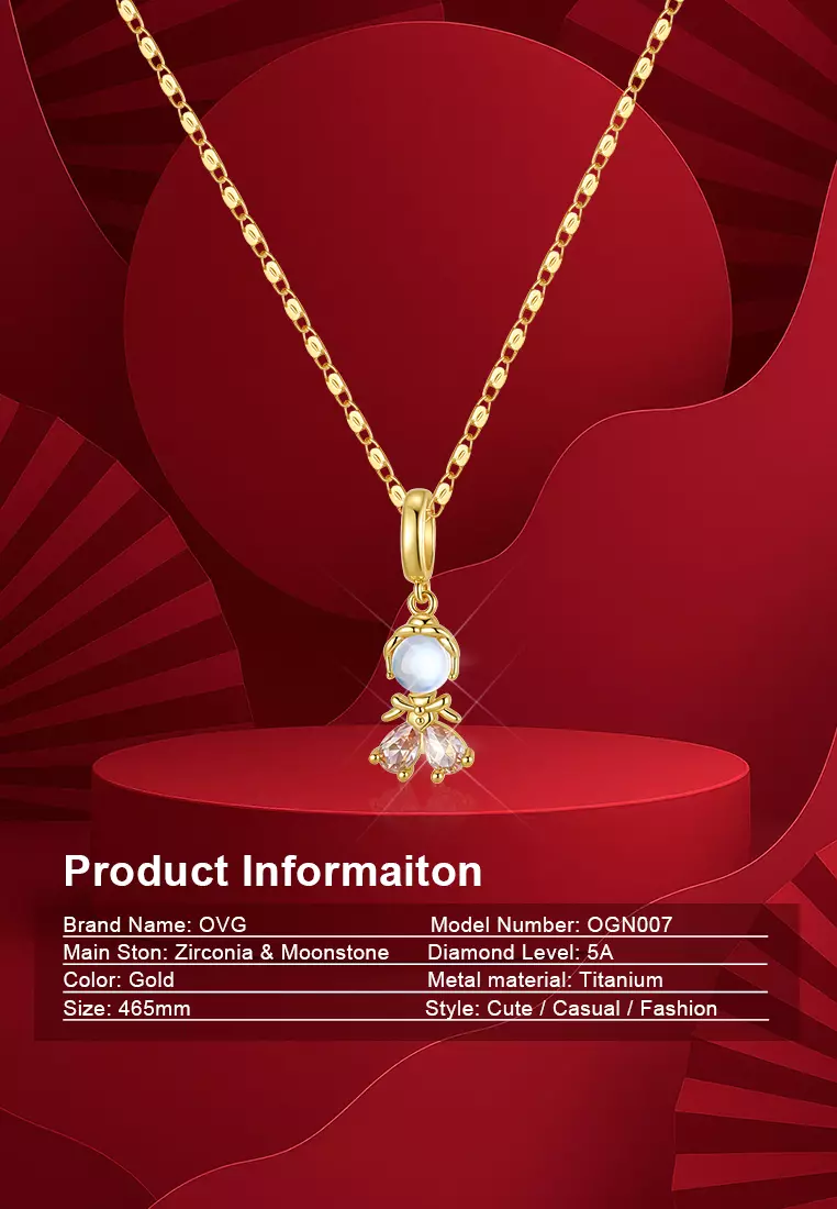 Kalung Wanita Korea Original Zirconia Moonstone Fashion Style Cewek Necklaces