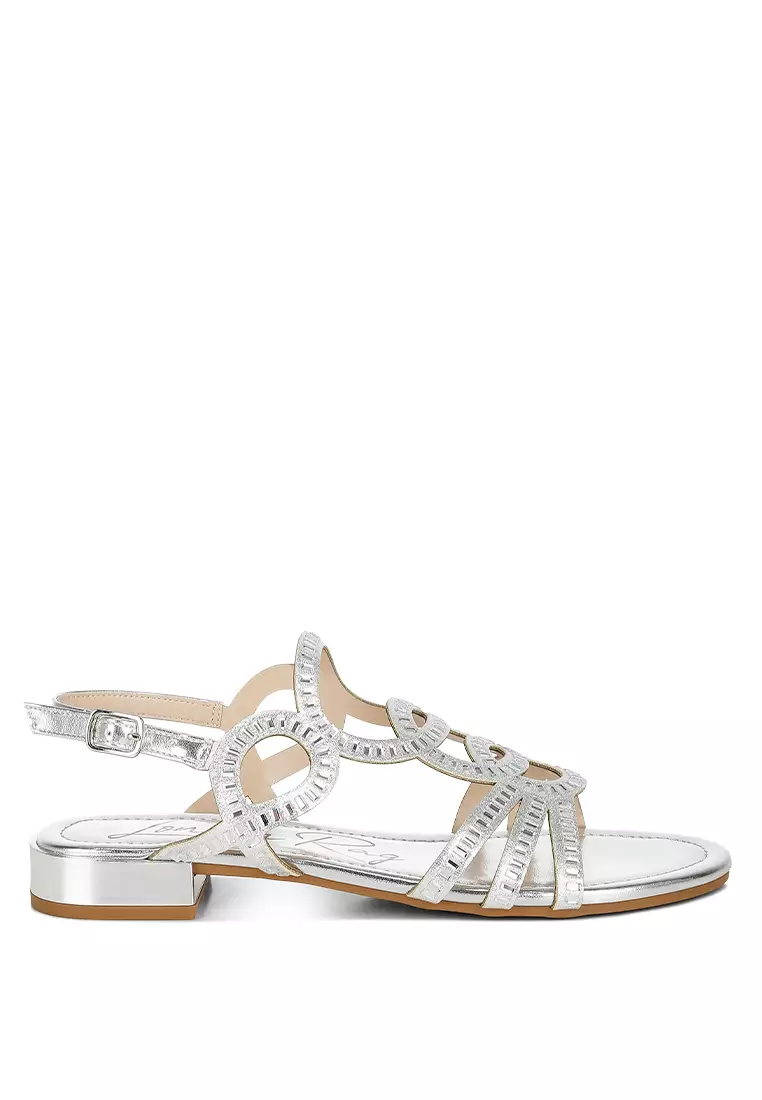 Discount on London Rag  shoes - SKU: Cut Out Detail Rhinestone Flat Sandals in Silver