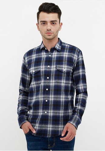 Jual Screenplay Kemeja Flanel Berwick Dark Blues Original Zalora Indonesia